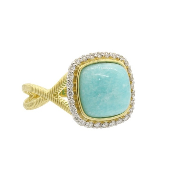 Sloane Street Jewelry - BN• Sloane Street 18kt YG Amazonite & Diamond Ring